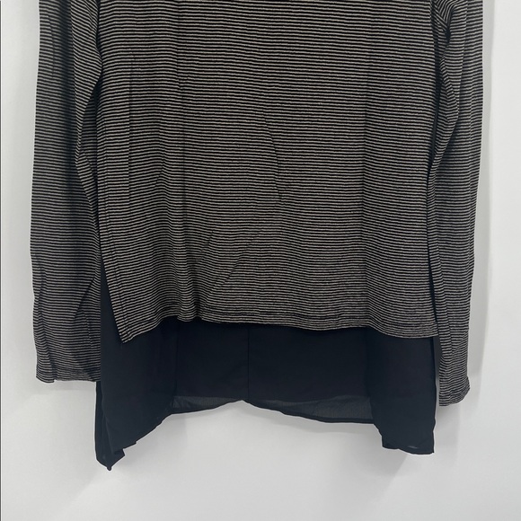 Black and Cream Striped Long Sleeve Layered Top - Picture 8 of 9